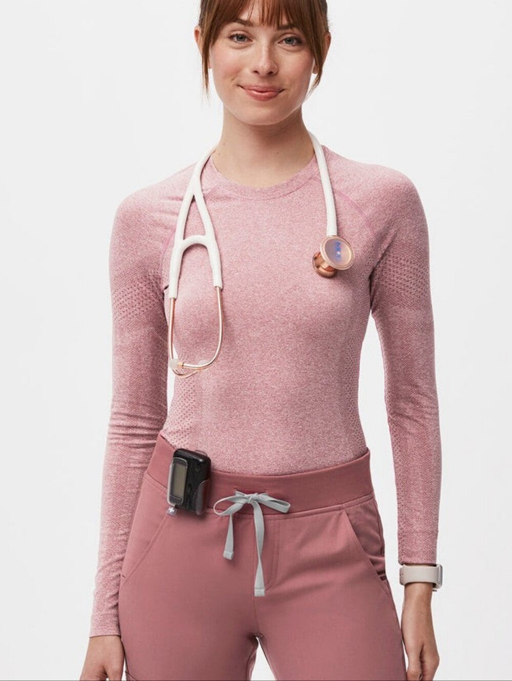 Figs Salta Seamless Long Sleeve Underscrub XS Mauve